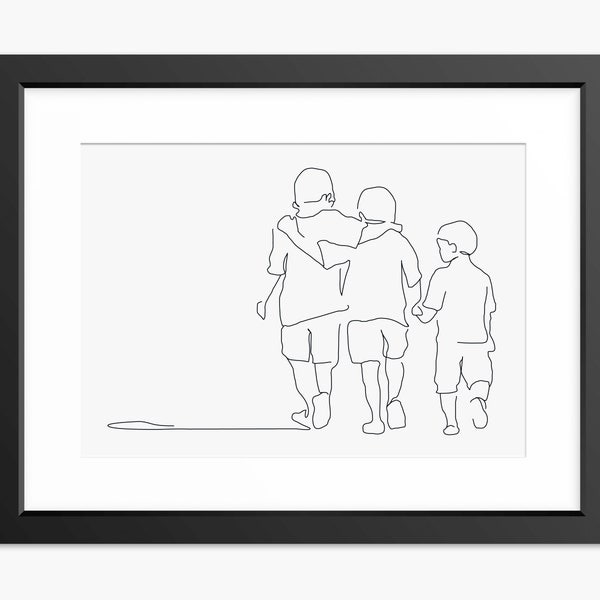 Family Line Art, Line Art, Line Drawing, Family Print, Family Portrait, Family Illustration, Mothers Day Gift, Gift for Mom, Mum, Brothers