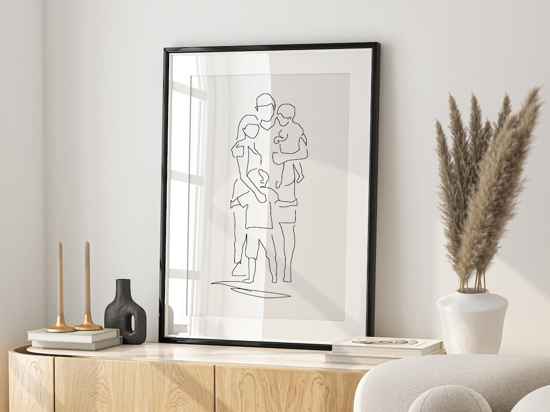 Family Line Art, Family Drawing, Family Print, Gift for Her, Gift for ...