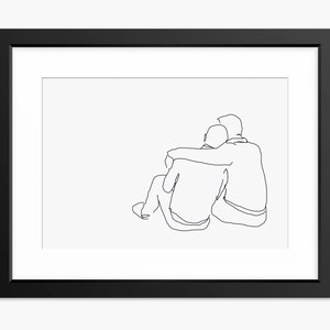 Gay Line Art, Gay Couple Print, Couple Portrait, Gay Art, Valentines Day Print, Gay Illustration, Gay Drawing, Line Art, Husband Gift, Love