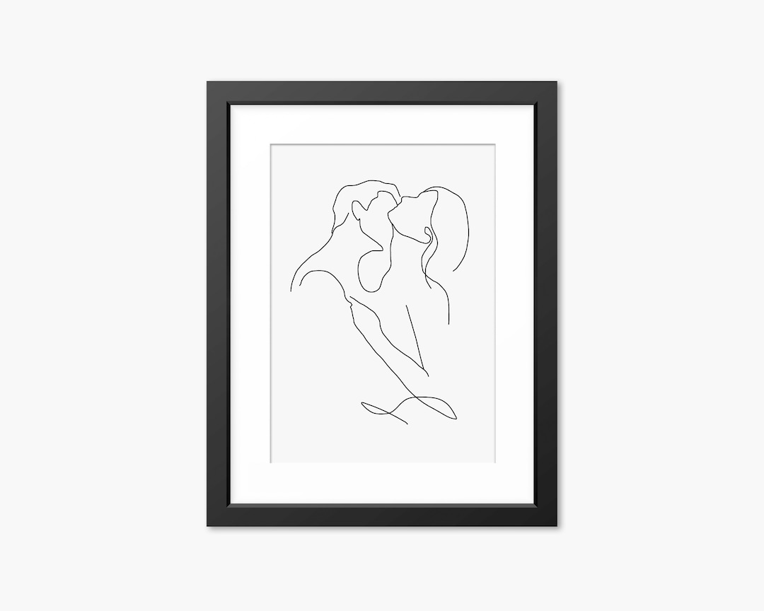 Intimate Art, Couple Kiss Line Art, Romantic Wall Art, Romance Art