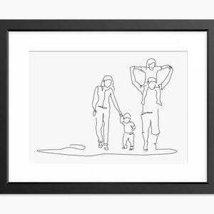 Family Print, Family Line Art, Family Illustration, Family Portrait, Mothers Day Gift, Family Gift, Wall Art, Line Drawing, Fathers Day Art