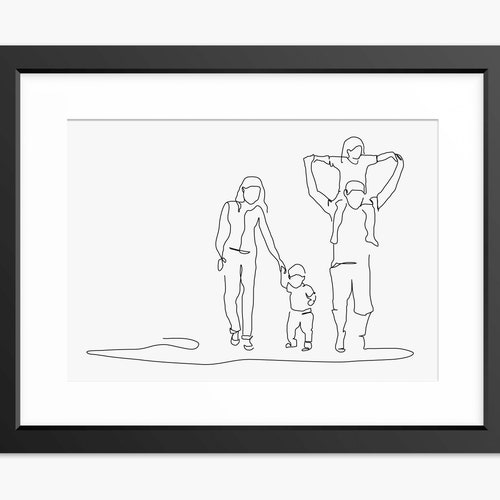 Family Print, Family Line Art, Family Illustration, Family Portrait, Mothers Day Gift, Family Gift, Wall Art, Line Drawing, Fathers Day Art