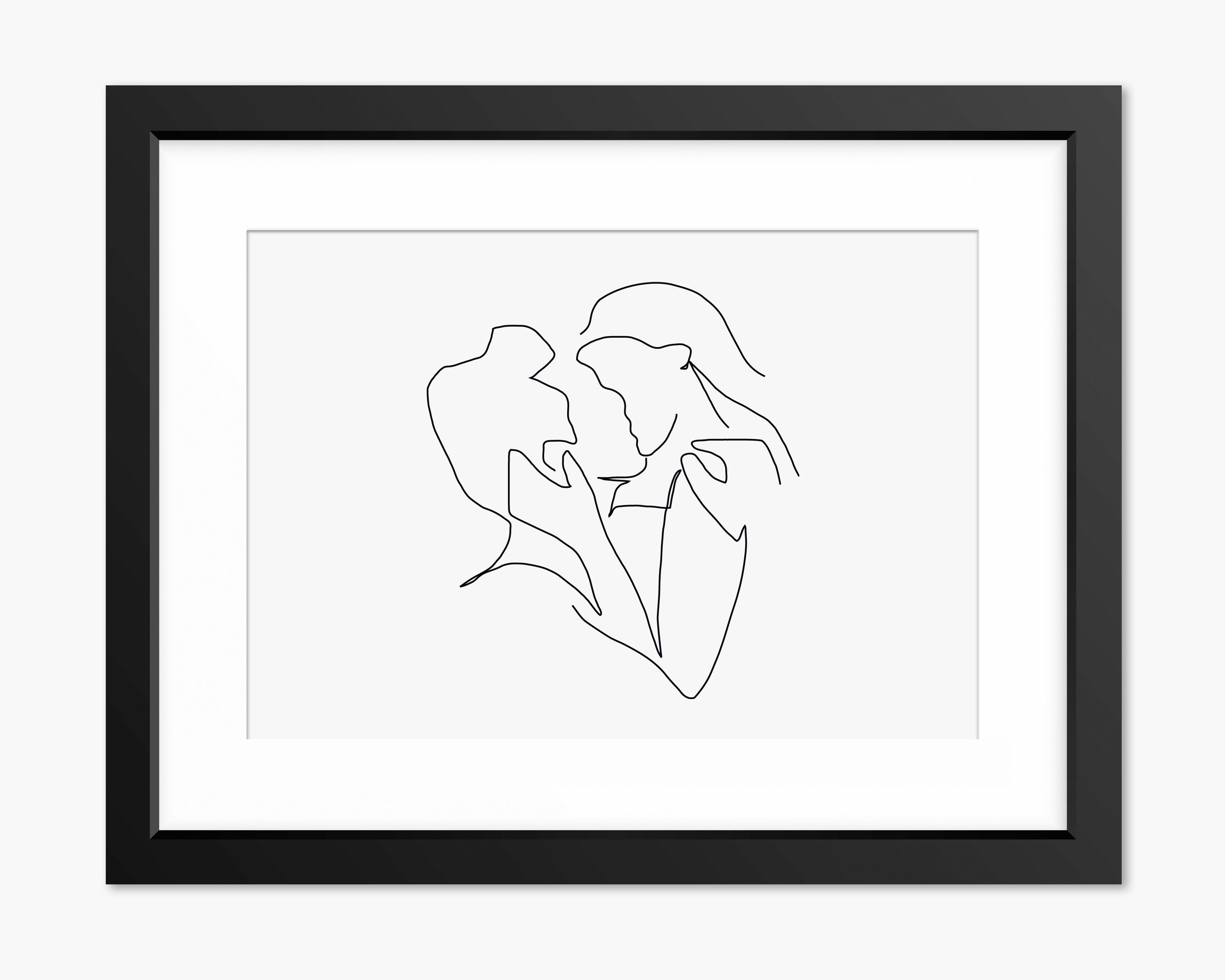 line art drawing cute couple kiss romantic. Stock Vector