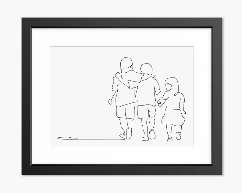 Family Line Art Family Print Line Drawing Family Line Art Etsy