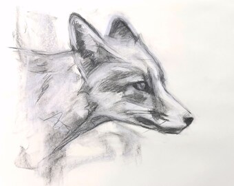 Original British Red Fox Charcoal Drawing - Etsy Original British Red Fox Charcoal Drawing - Etsy