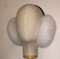 Alaskan Made - Arctic White Fox Fur Earmuffs with Sheered Beaver Liner - FREE SHIPPING