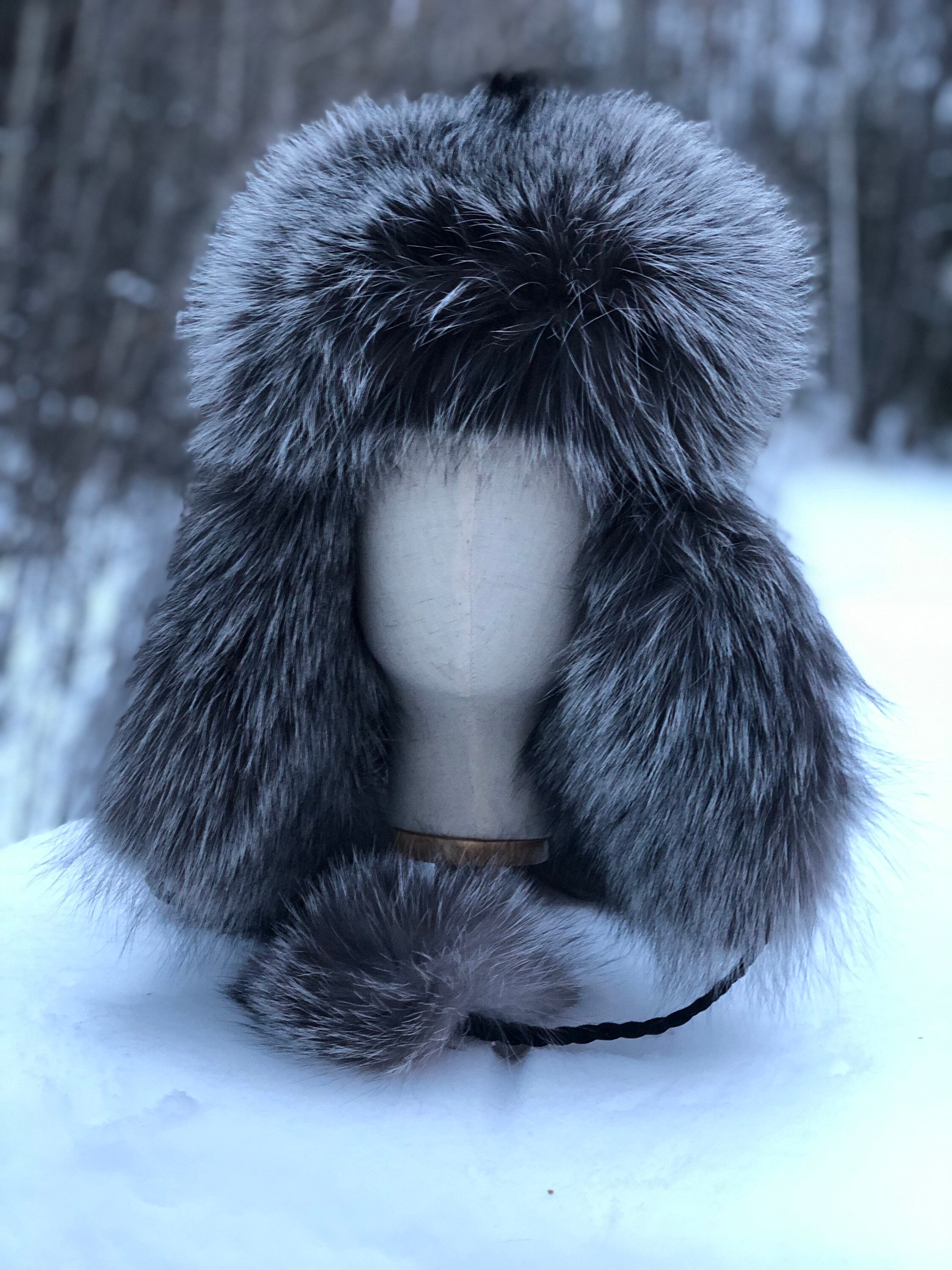 Silver Fox Trapper Hat - Made in Alaska. Custom Made After Order