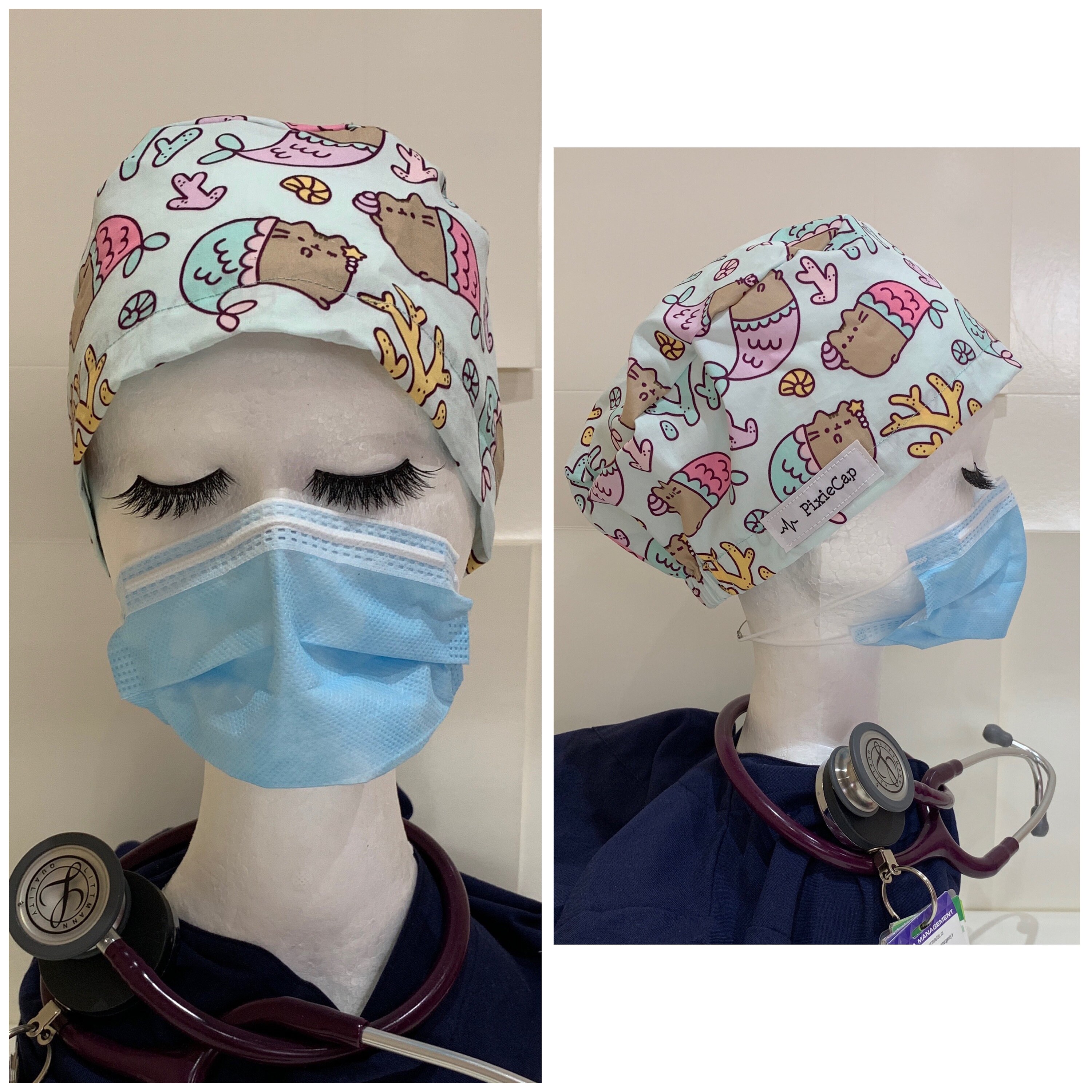 pusheen scrub cap