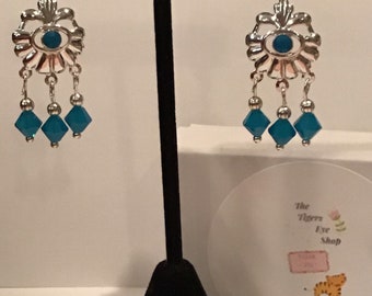 Blue Swarovski Crystal Chandelier Earrings