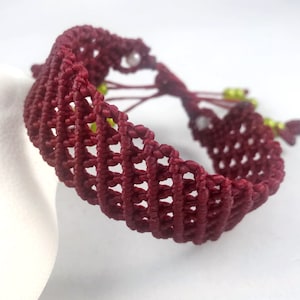 Burgundy macrame waterproof surfer bracelet