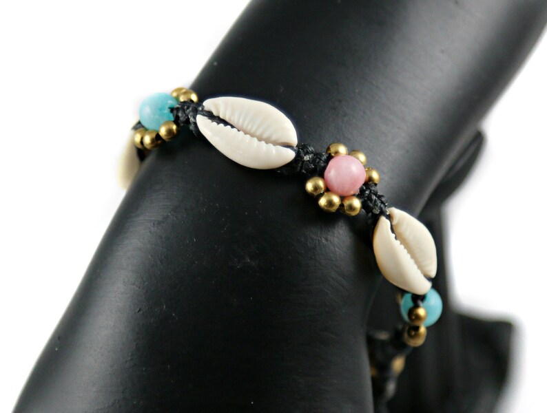 Cowrie sea shell with pastel beads beach bracelet