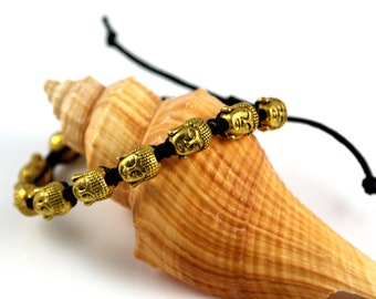 Antique gold Buddha head bracelet/ Buddhist jewelry