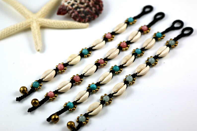 Cowrie sea shell with pastel beads beach bracelet