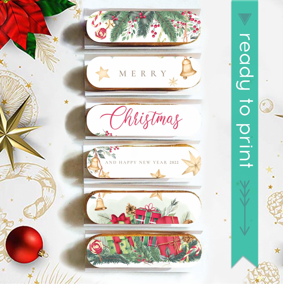 2022 Christmas Giftcard Deals Merry Christmas and Happy New Year 2022 Edible Topper image Etsy