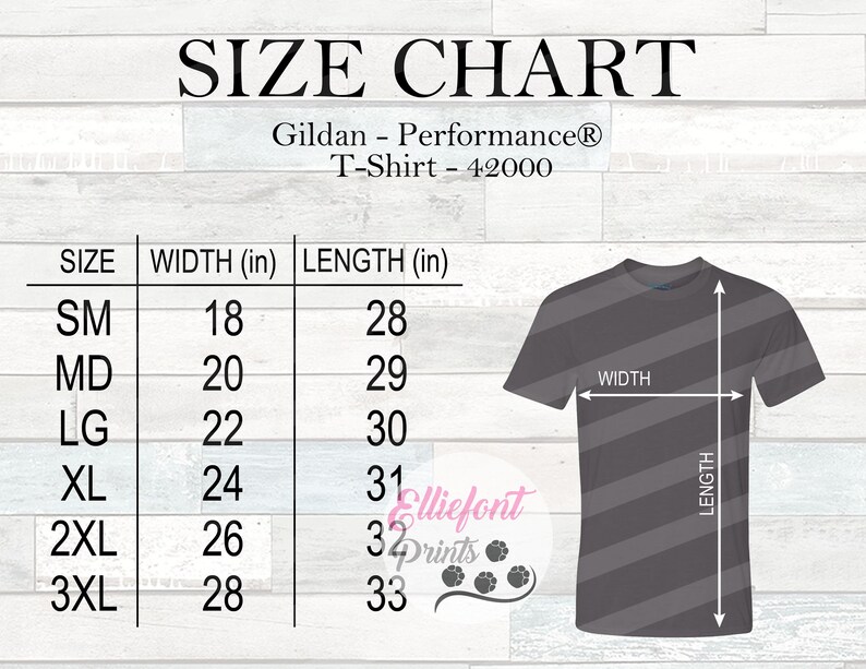 Gildan 420 Size Chart G420 Size Chart Wood Background Mockup | Etsy