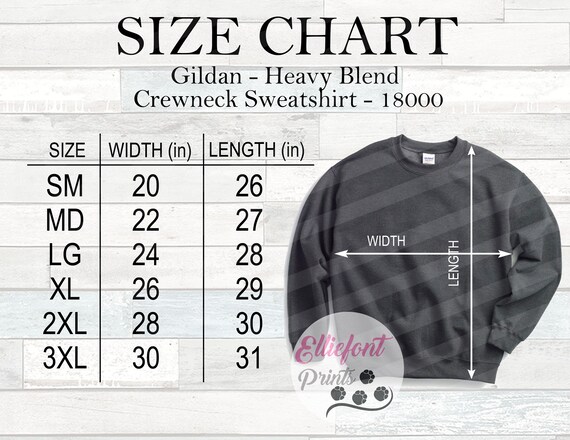 unisex sweatshirt size chart