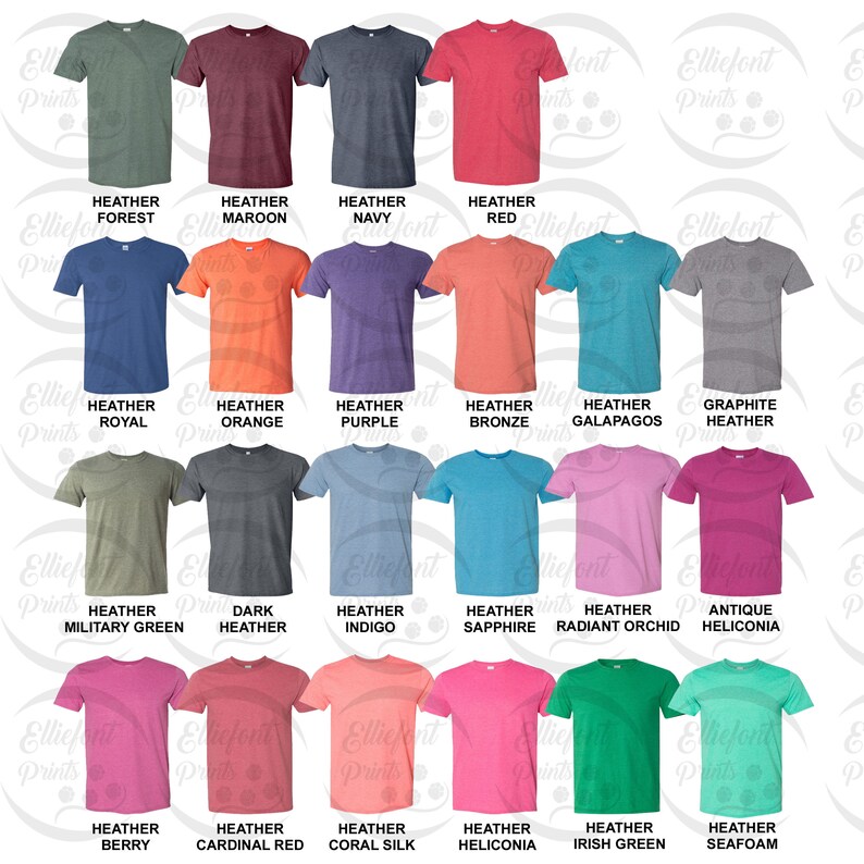 640 Heather Colors Chart Crew Neck Color Chart G640 | Etsy