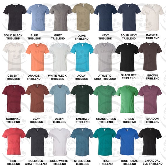 Bella Canvas 3415 Color Chart Unisex Jersey TShirt Color Chart | Etsy