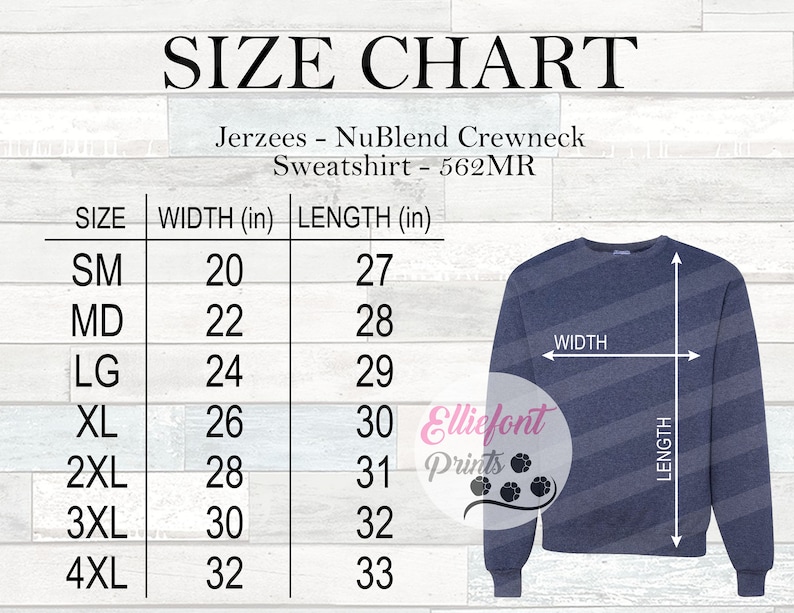 Jerzees 562 Size Chart 562MR Size Chart Wood Background Mockup | Etsy