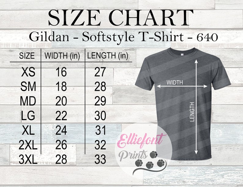 Gildan 640 Size Chart G640 Size Chart Wood Background Mockup | Etsy