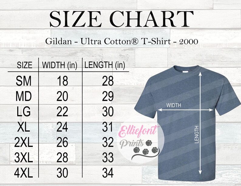 Download Gildan 2000 Size Chart G200 Size Chart Wood Background Mockup | Etsy