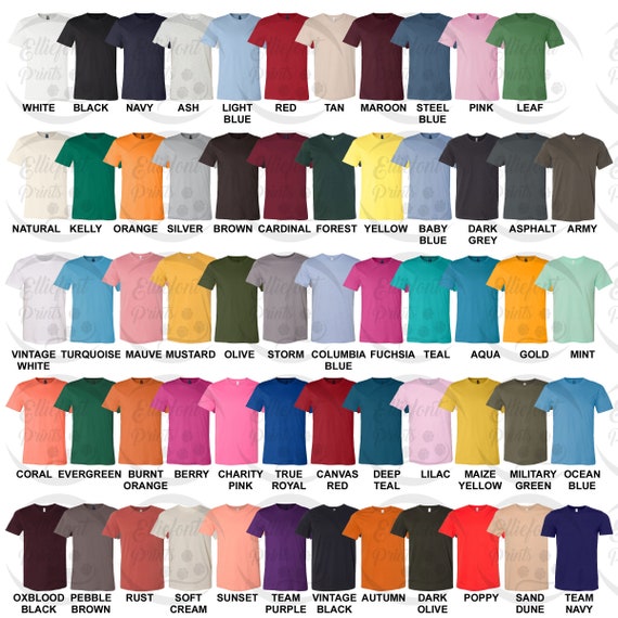 Bella Canvas 3001C Color Chart Unisex Jersey TShirt Color | Etsy