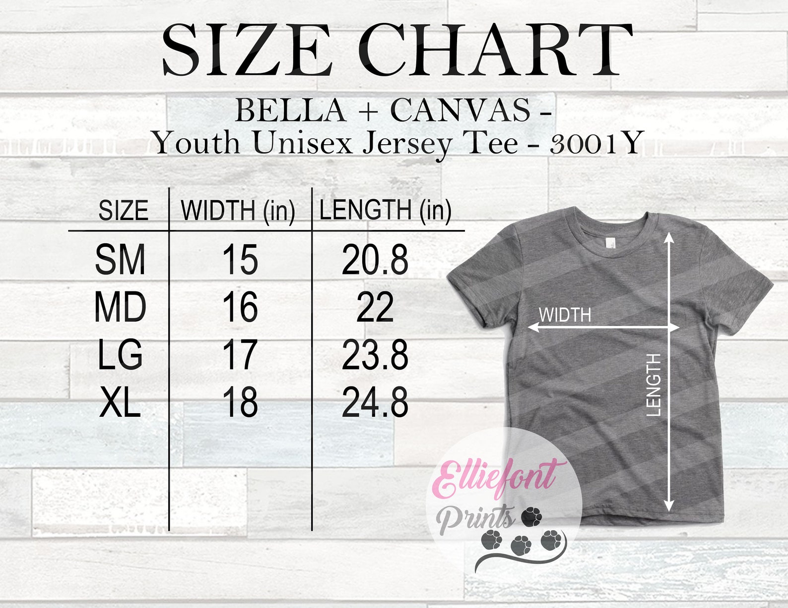 bella & canvas size chart