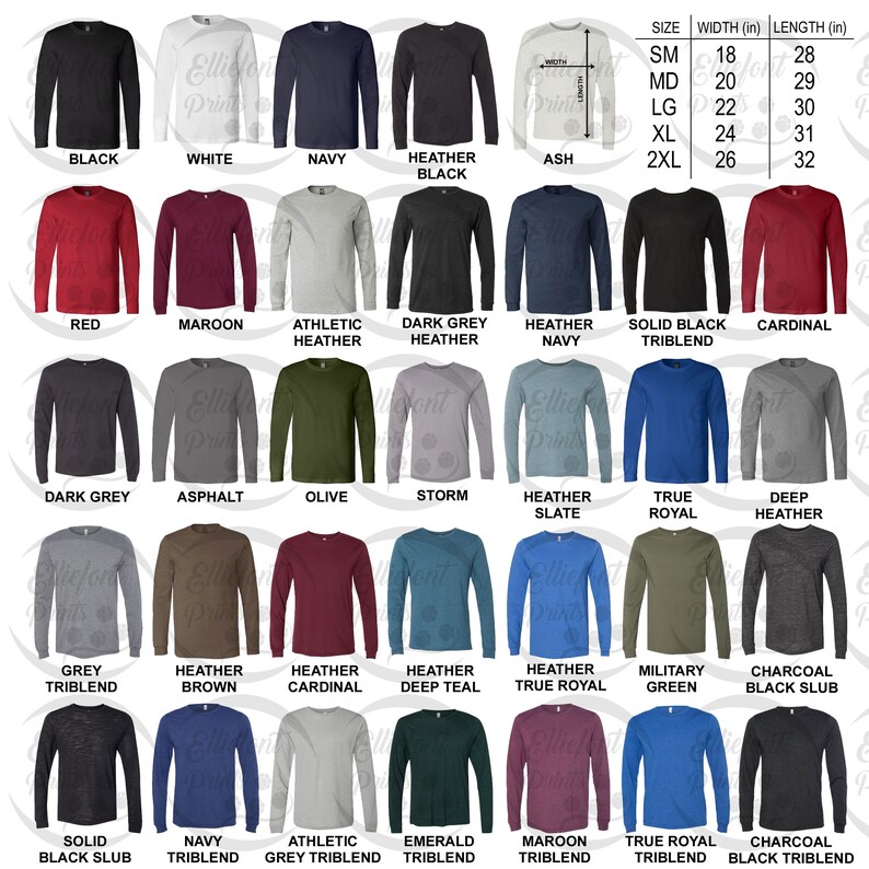 bella canvas shirt sizing