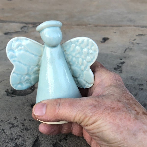 Pale Blue Ceramic Angel Figurines