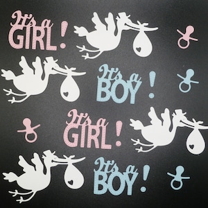 Troqueles para bebé hechos a mano: Cigüeña, Chupete, Es niño/niña