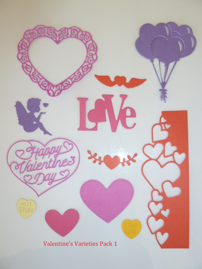 Valentine\u2019s Variety Valentines Cut OutsDie Cuts Handmade Valentines Confetti CardsScrapbook Happy Valentines Day Paper Embellishment