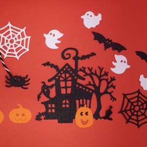 Maison hantée/Joyeux Halloween, papiers découpés effrayants, fantômes, lutins, citrouilles, squelettes, créez votre propre carte d'Halloween