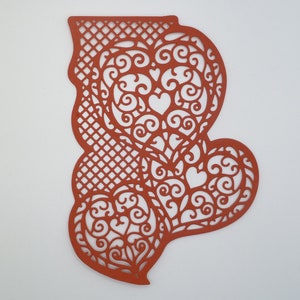 Clôture en forme de coeur découpée, Saint-Valentin, anniversaire, mariage, coeurs romantiques papier découpé, recto pour cartes A2, panneau avant, coeurs uniques