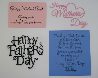 Decoraciones para tarjetas del Día de la Madre y del Día del Padre estampadas a mano