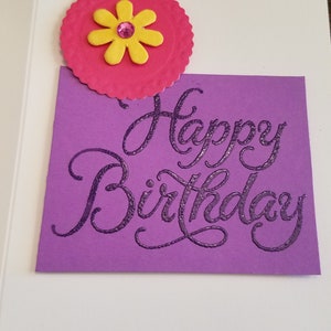 Cartão de Feliz Aniversário / Cartão de Aniversário em Relevo / Cartão de Feliz Aniversário Feito à Mão / Cartão de Aniversário Roxo, Cartão Exclusivo para Ela
