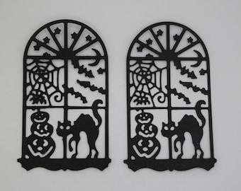 Recortes para casas encantadas de Halloween, adornos para ventanas