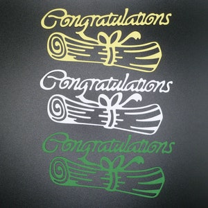 Adorno de papel de felicitaciones, pergamino de diploma, troquelado de graduación, recorte de papel de celebración/fiesta, felicitaciones de graduado