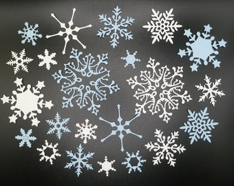 Wykrojniki w kształcie płatków śniegu, wykrojniki świąteczne, Winter Wonderland, ozdoby świąteczne, wykrojniki papierowe w kształcie płatków śniegu, różnorodność wykrojników w kształcie płatków śniegu