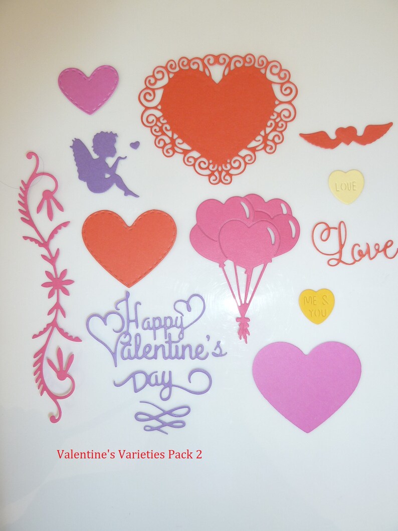Valentine\u2019s Variety Valentines Cut OutsDie Cuts Handmade Valentines Confetti CardsScrapbook Happy Valentines Day Paper Embellishment