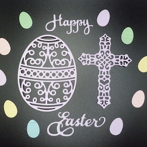 Confezione assortita di Buona Pasqua/ Fustelle di carta/ Ritagli di carta, Coniglietto pasquale, Abbellimenti di coriandoli di Buona Pasqua, Pasqua religiosa, Uova di Pasqua