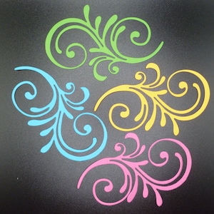 Swirl Die Cuts: Spring Floral Embellishments, Card Making (4.25in x 2.75in)