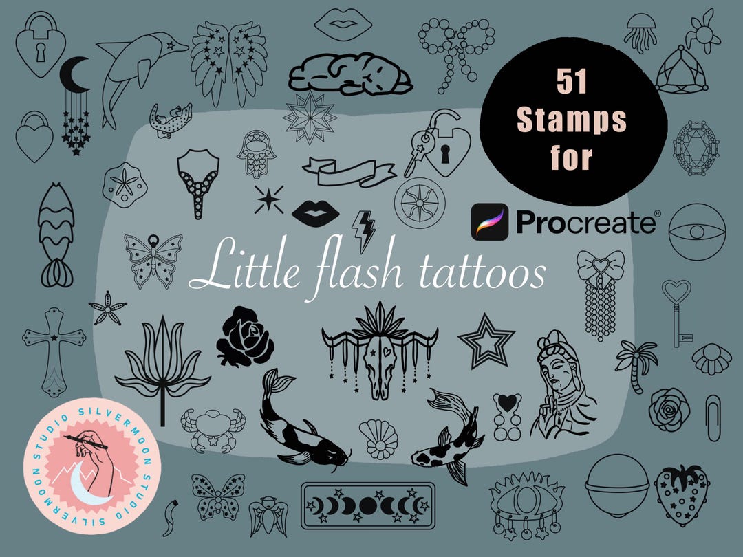 51 Little Flash Tattoo Bundle Procreate (digital Download) - Etsy