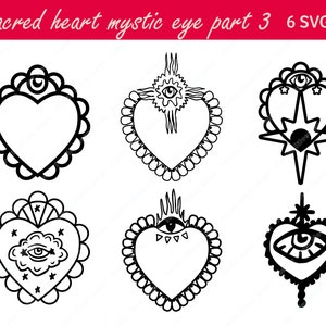 Sacred heart mystic eye part3 SVG/ PNG, spiritual cutfiles, meksykańskie święte serce, sztuka ludowa, milagro, jesienna miłość, Boże Narodzenie, sagrado corazó