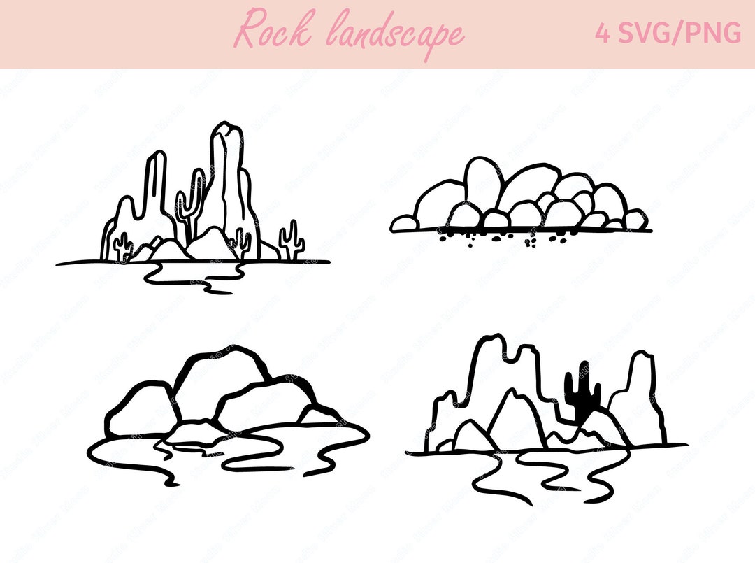 Rock Landscape SVG/PNG Instant Digital Download, Bohemian Home Decor ...