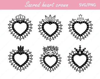 Sacred Heart Crown SVG PNG: Mexican Folk Art Milagro (Digital Download) Valentine