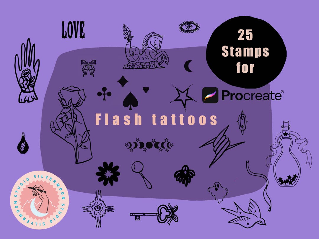 Flash Tattoos Procreate Stamps Brush Bundle (digital Download) - Etsy