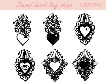 Sacred Heart SVG PNG Bundle: Mexican Folk Art Milagro (Digital Download)