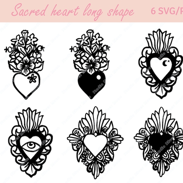 Sacred heart svg, spiritual png, mexican sacred heart svg, folk art svg, heart milagro svg, autumn love, name milagro png, winter journaling