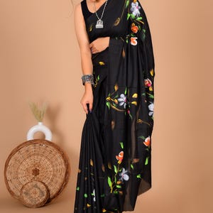 Everyday Cultural Saree – Pure Cotton Comfort & Style Black Saree For Festival