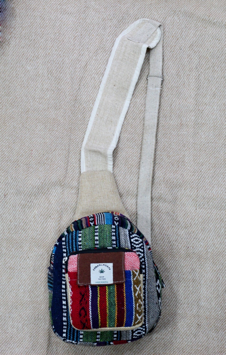 Handmade Vegan Bag, Hemp Sling Bag Funny Pack Cross body bag Hemp CrossBody Bag
